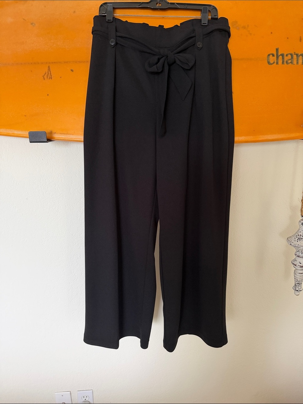 Rewash Black Tie-Waist Wide-Leg Pants